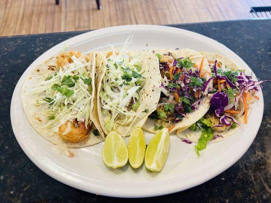 Baja shrimp  tacos  and firefighter shrimp  tacos