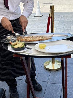 Diver Sole Meunière deboned tableside