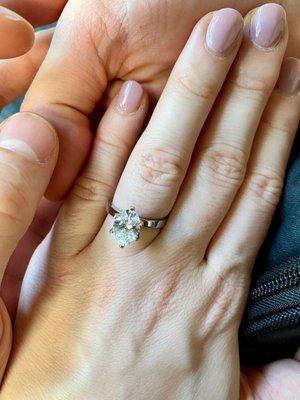 Day of proposal - showcasing engagement ring