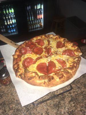 Pepperoni pizza, small.  Delicious.