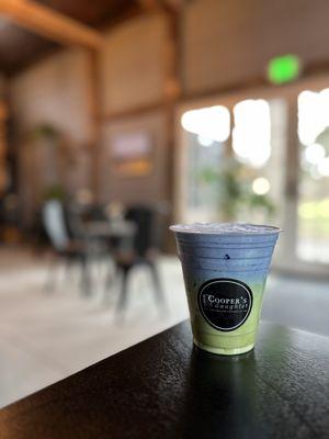 Earth Month Cold Foam Matcha made with Cacao Maple Vodka!