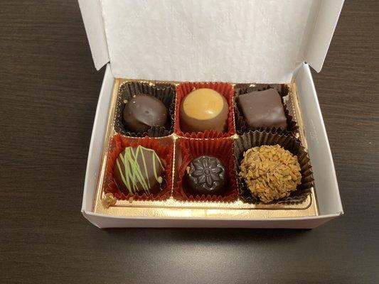 Assorted chocolates from the case