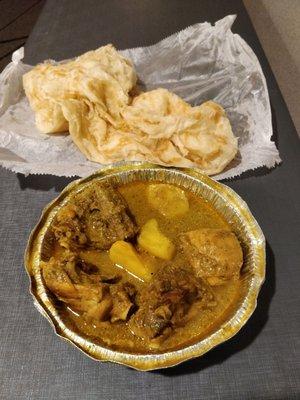 Chicken curry with fresh roti