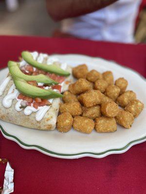 Breakfast Burrito with Tator Tots