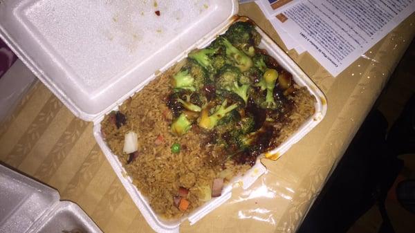 Broccoli with Garlic Sauce & Pork Fried Rice