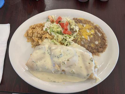 Beef chimichanga plate