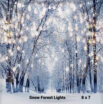 OCgazebos Fabric Backdrop Snowy Forest Lights