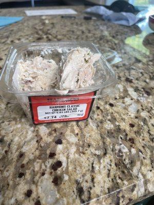 Harmon's chicken salad includes an entire unshredded chicken breast.  Epic fail Harmon's manager.  (Purchased Jul 29).