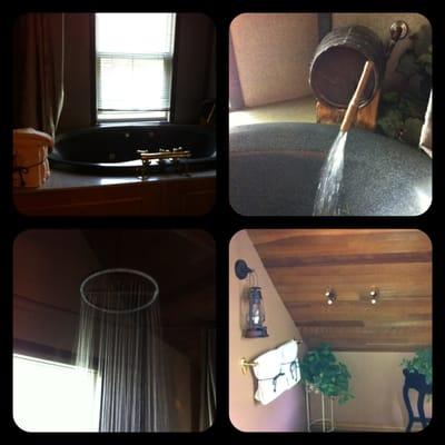 An amazing soaking tub and rain fall shower head !