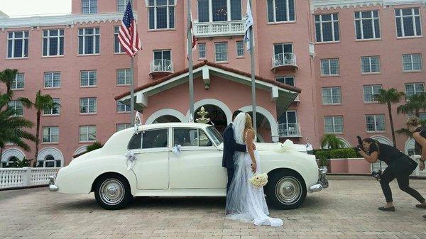 The ultimate wedding vehicle - our 1961 vintage Rolls Royce at the beautiful Don Cesar Hotel.