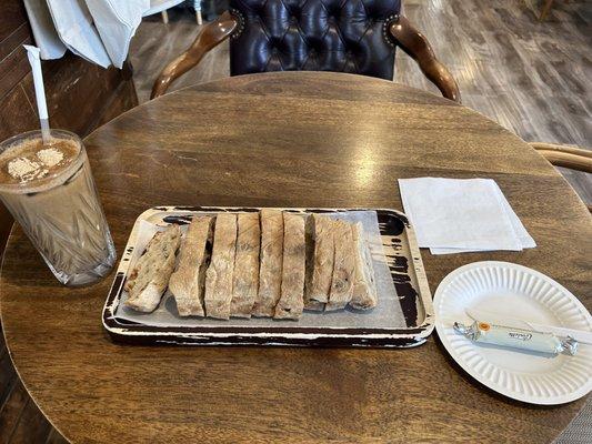 Bread with one butter, grain drink