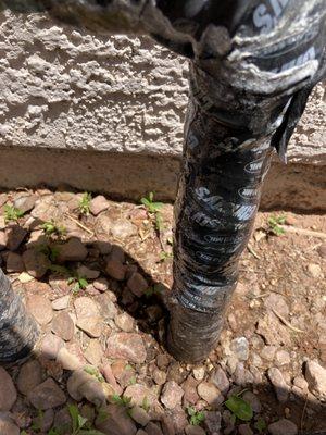 Leaking irrigation pipe