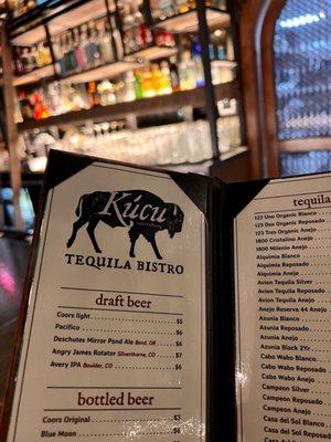 Tequila bistro menu and bar preview.