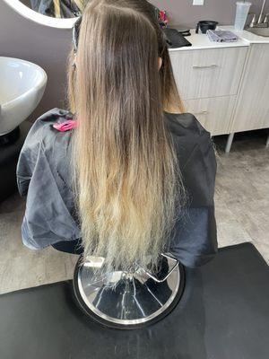 Before and after balayage