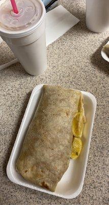 Burrito loco with Horchata