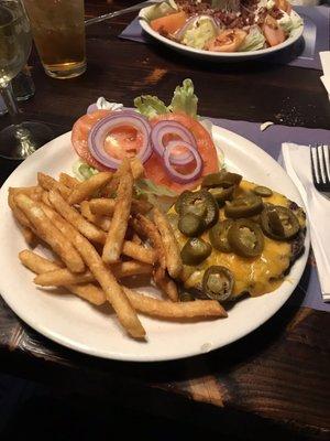 Jalapeño cheddar burger - no bun.   SO GOOD!