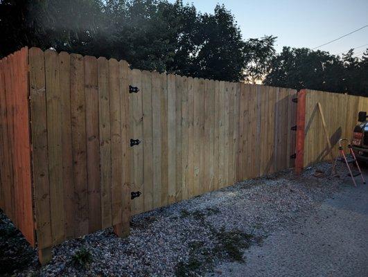 Installed 2 custom built fence gates 6x8 ft. Gate is operated by a solar powered gate opener from the inside.