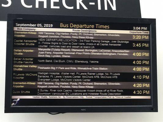 Schedule board at SeaTac.