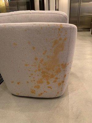 Chili explosion on client's chair!