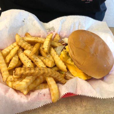 Double cheeseburger with fries