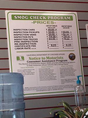 Smog Check Prices