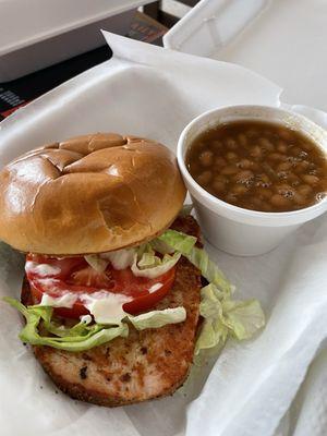 Smoke Turkey Club and Baked Beans