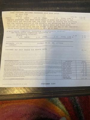 Diagnostic fee charges