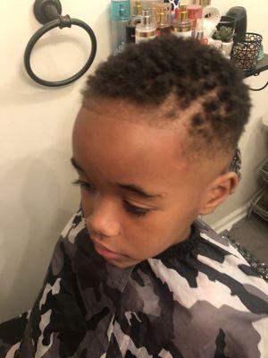 Boys hair cut with twists