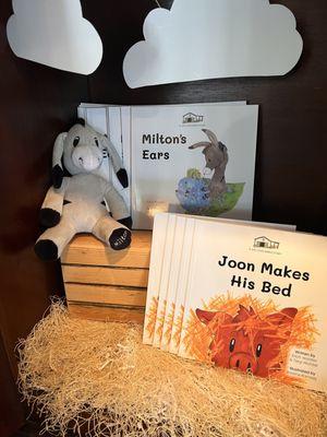 But a copy of Milton's Ears or Joon Makes His Bed for that special child. Written by our owners, Teryl and Erich Worster.