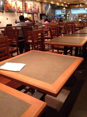 Tables that need wiped down.