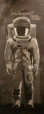 They called it "The Astronaut". Chalk on Wall.