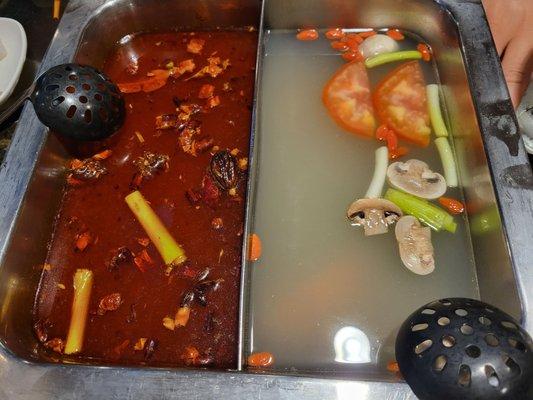 Spicy Szechuan and Clear Mushroom Broth