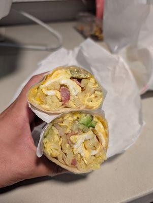 Western burrito with avocado