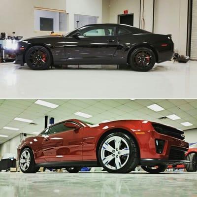 Two Camaro's recently detailed at the shop.