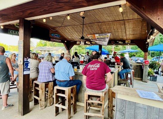 Outdoor bar on a Friday evening