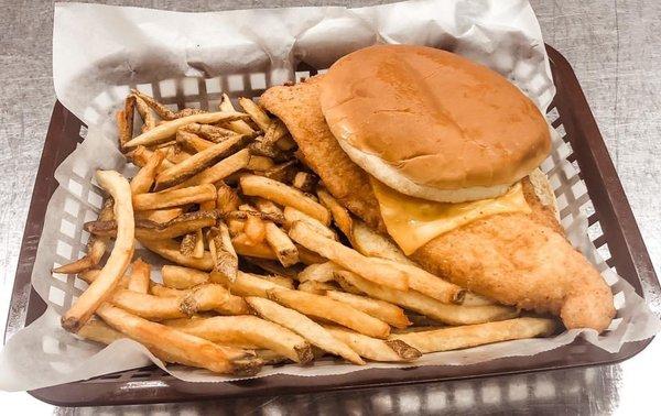 Fish sandwich and fries