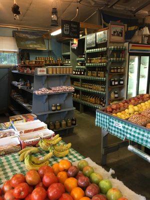 They have a ton of homemade jar goods; jams/jellies, salsas, pickled items, etc.  Plus different types of honey and cold drinks!