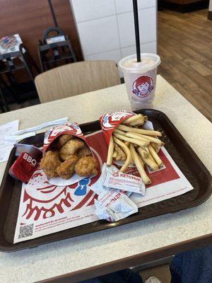 6 PC. Crispy Chicken Nuggets, French Fries, Classic Chocolate Frosty