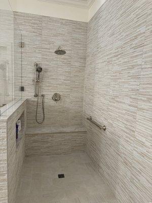 Master bath walk in shower .