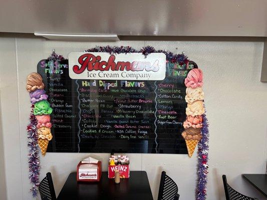 Soft serve, hand dipped and water ice flavors