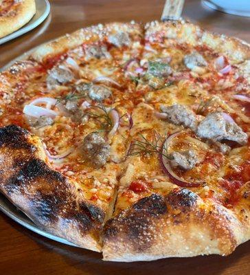 Pizza with fennel sausage