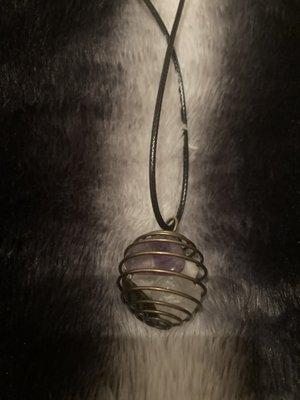 My new Crystal Cage Necklace, Amethyst, Clear Crystal, Tiger Eye, Aventurine & Howlites, 8.11.2022.