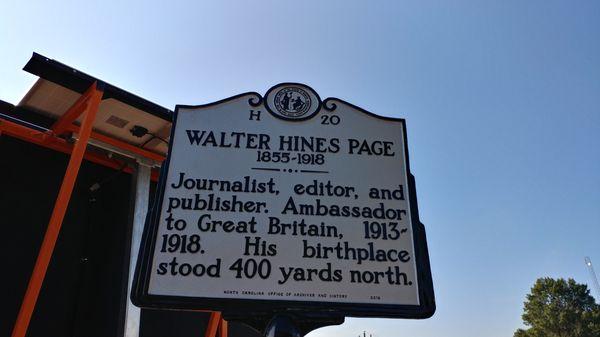 Walter Hines Page Historical Marker