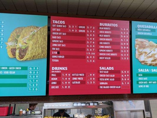 Menu board, middle display