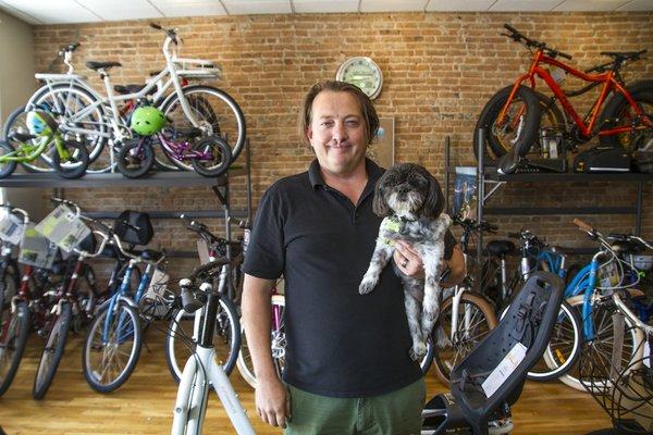 Jim and Zoey in the shop.