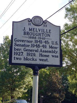 J. Melville Broughton Historical Marker, Raleigh NC