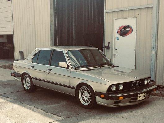 1988 BMW 535i - welded in a custom air sensor mount under the hood of this beauty!