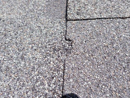 Damaged shingles.