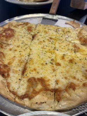 Garlic butter extra thin cheese pizza - soooo good!