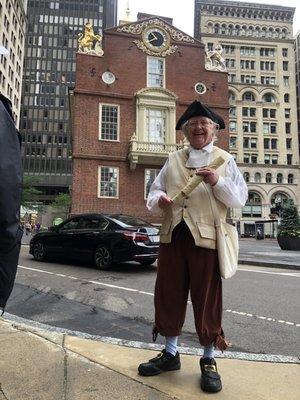 In front of Boston's Old State House, while Mr. Watson drops some knowledge!